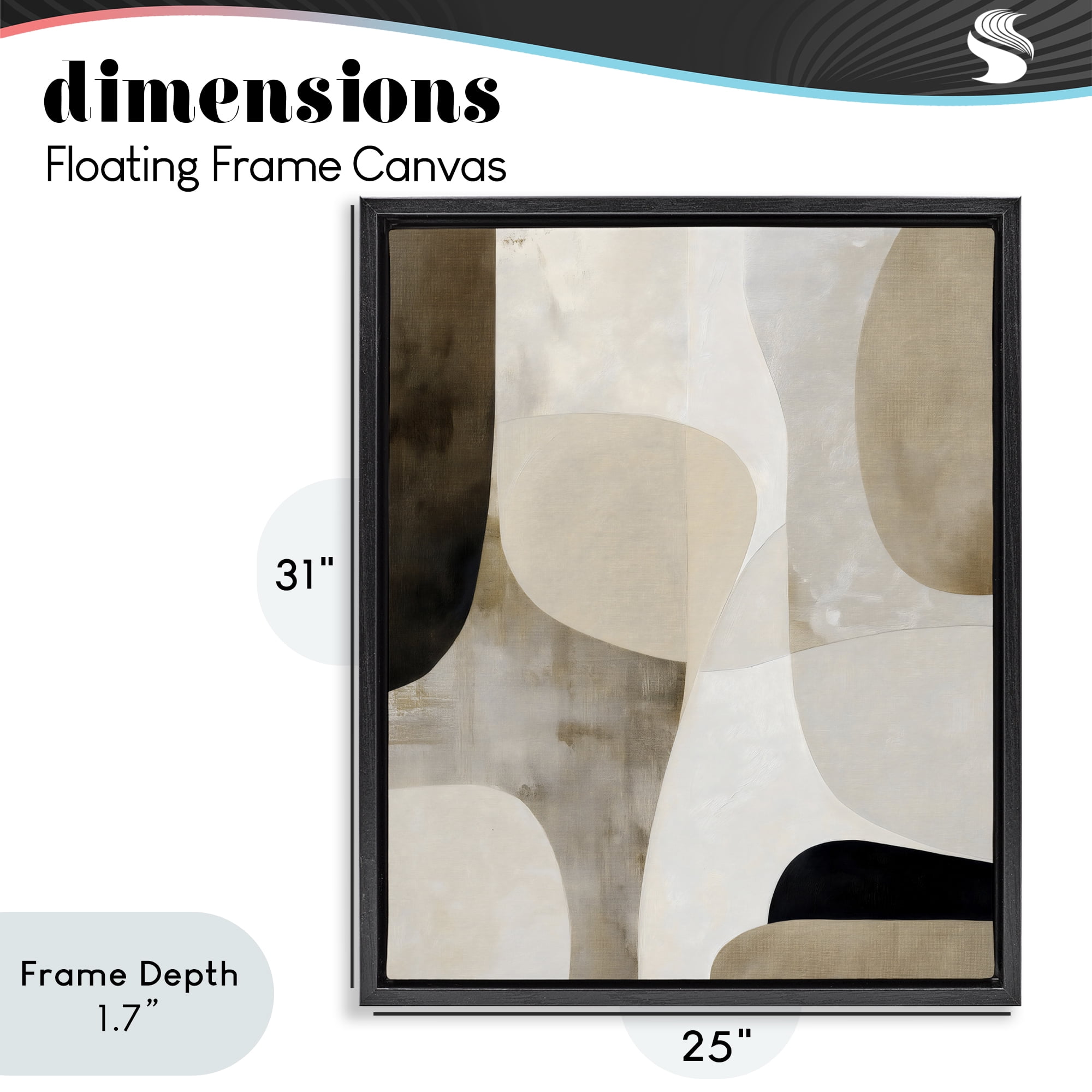 Stupell Industries Tan Shapes Organic Balance Black Framed Floater Canvas Wall Art, design by Ink Drop Loft