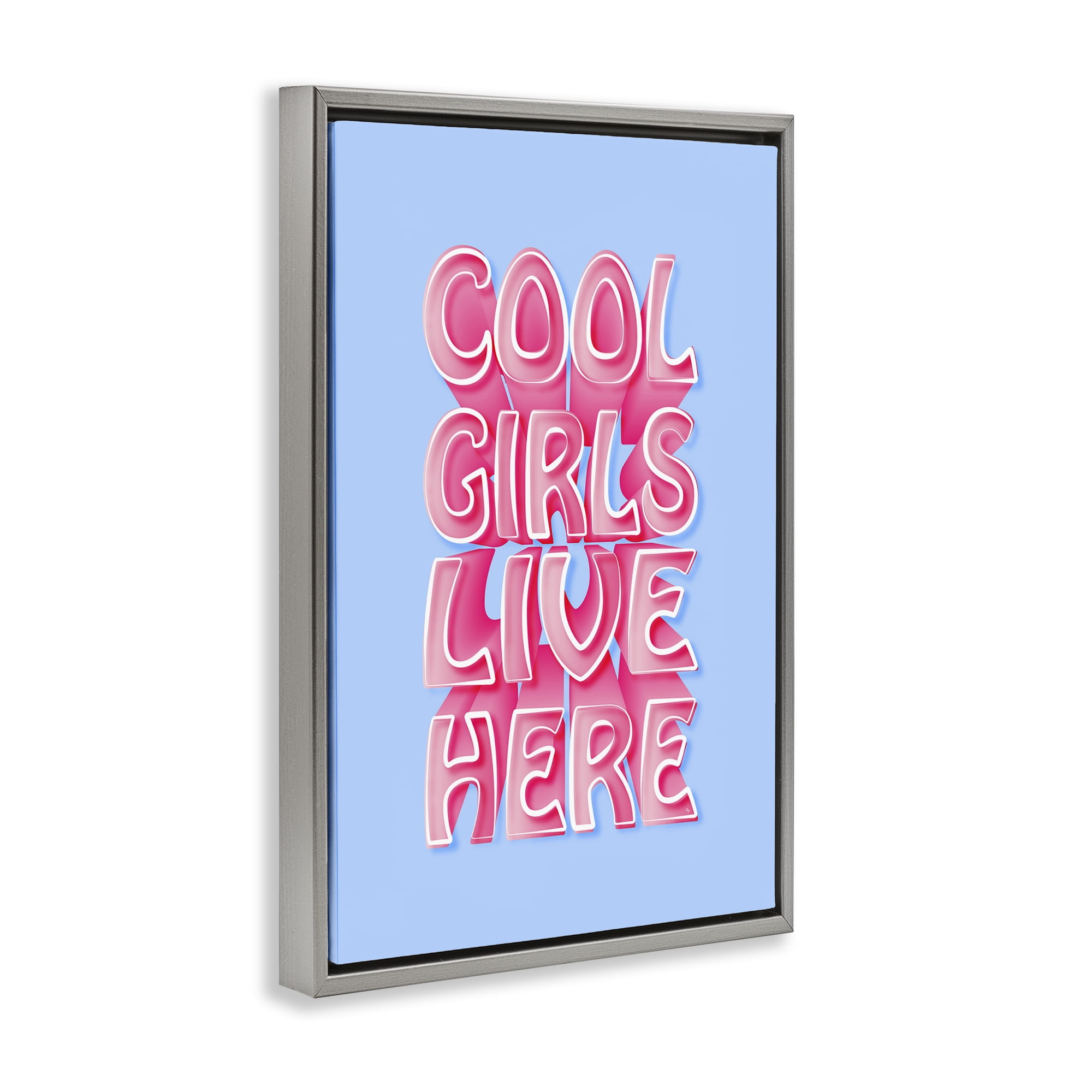 Stupell Industries Cool Girls Live Here Typography Painting Gray Floater Framed Art Print Wall Art, 21 x 31