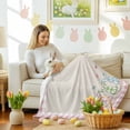 thumbnail image 4 of Throw Blanket Fleece Throw Blanket 50x80in, Happy Easter Colorful Lattice Bunny Soft Lightweight Bed Blankets Spring Floral on Cotton Burlap Fuzzy Couch Blankets for All Season, 4 of 9