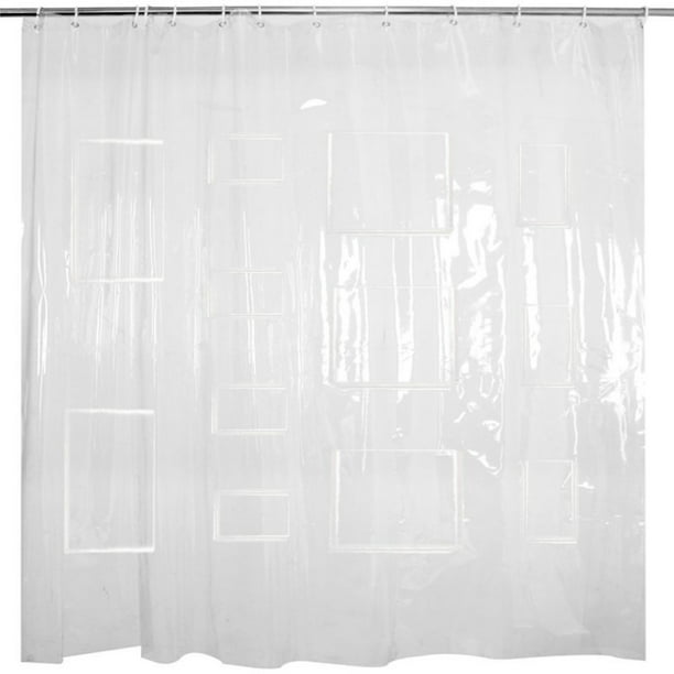 Waterproof Bath Clear Shower Curtain, Shower Curtain With Pockets