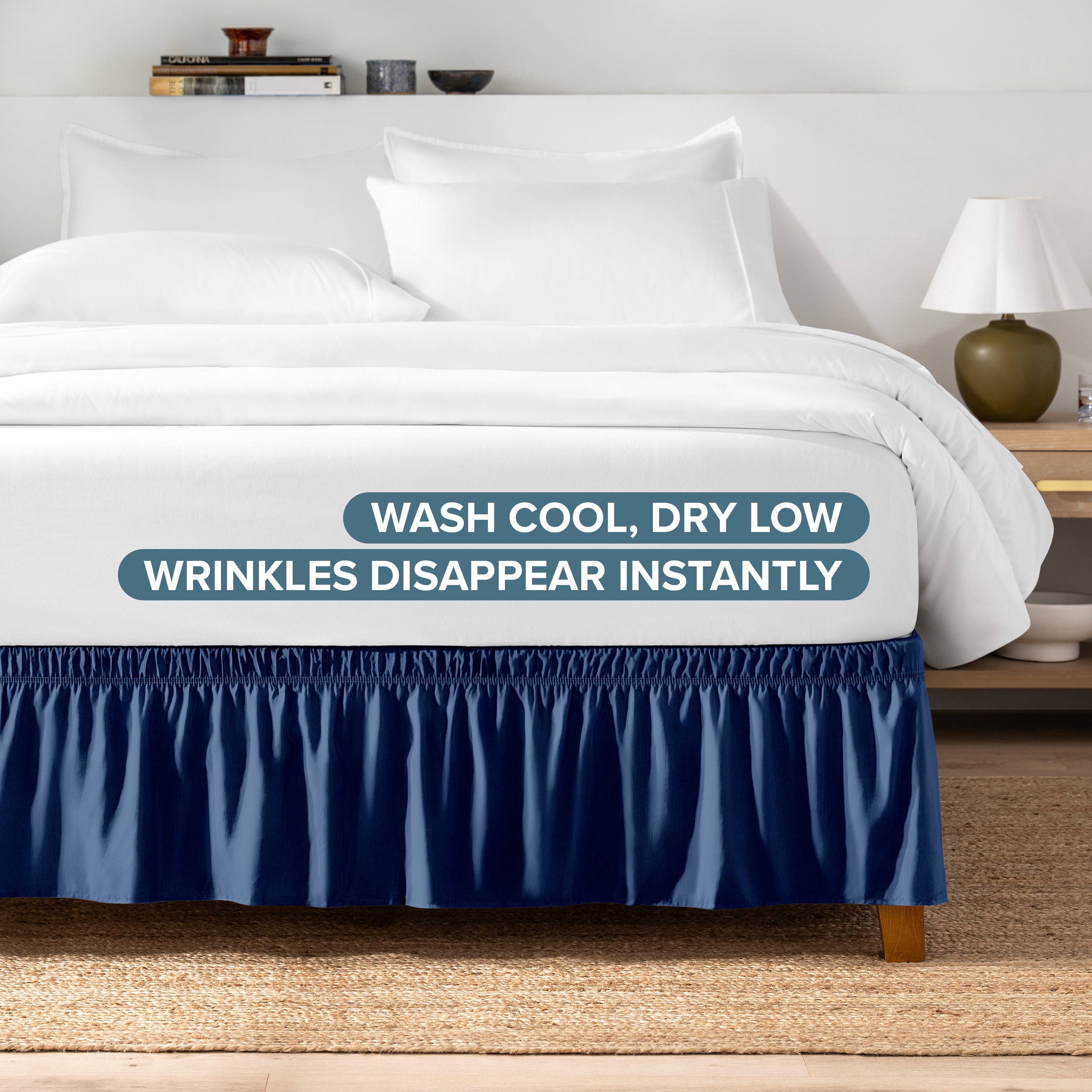 Bare Home  Adjustable Wrap Around Bed Skirt Twin XL - Dark Blue