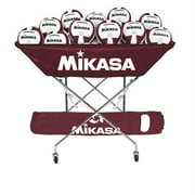 Volleyball Cart for 24 Balls by Mikasa Sports, Maroon - 48'' x 22'' x 40''