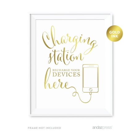 Recharge Station - Charging Station Metallic Gold Wedding Party Signs