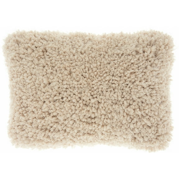 Beige Knubby Plush Lumbar Throw Pillow