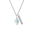 thumbnail image 2 of Delight Jewelry Resin White Cupcake with Blue Frosting Silvertone Mother Daughter Bar Charm Necklace, 23", 2 of 4