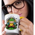 thumbnail image 2 of 3drose, Funny Cool Green Frog Meditating Yoga at Sunrise Graffiti Abstract, 15oz Two-tone Yellow Mug, 2 of 6