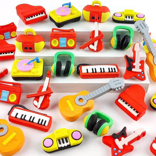 Gomas de borrar musicales Satomoto, 30 unidades, 3D, desmontables, para niños