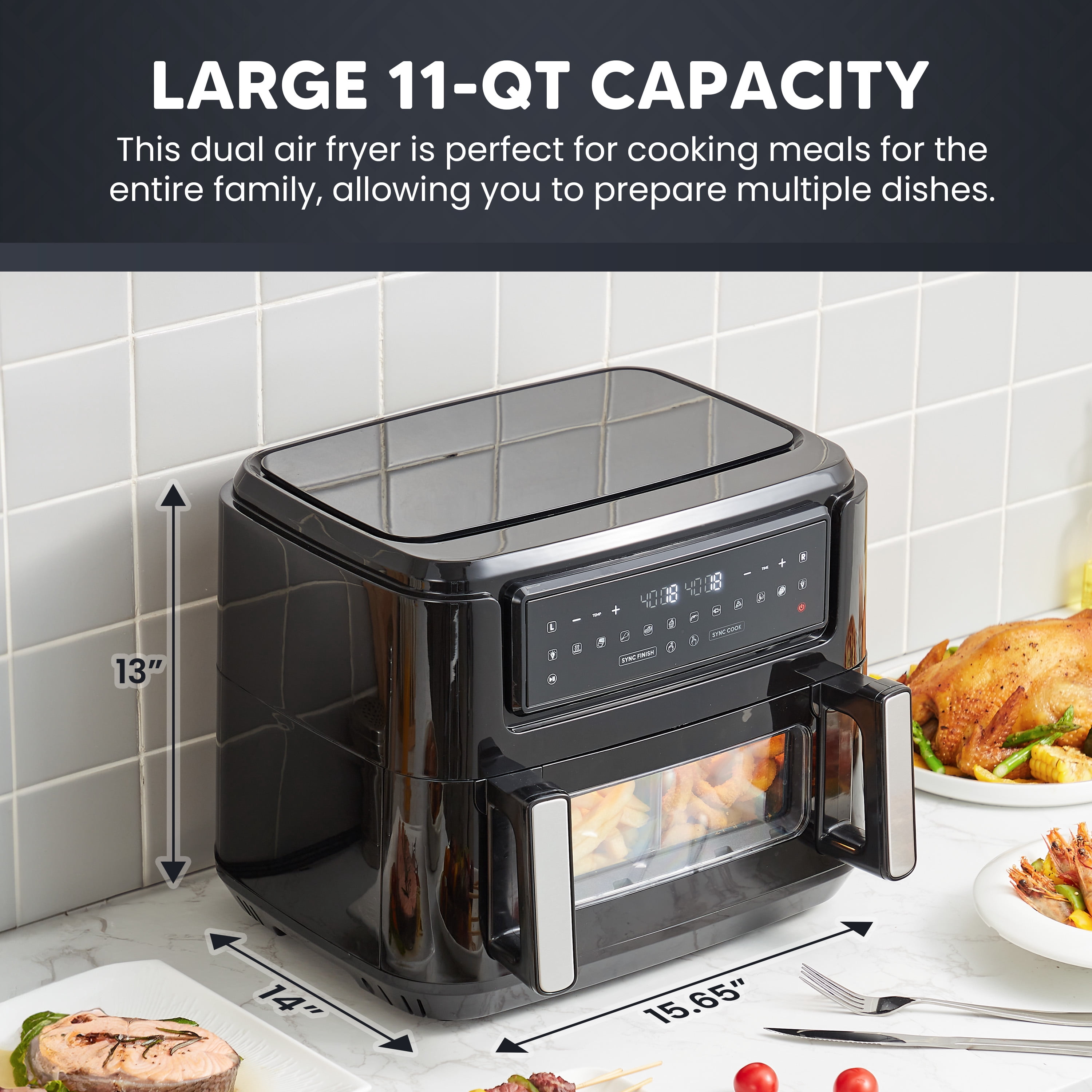 Elite Cuisine EAF5501 10.5L Digital Dual Zone Air Fryer Oven