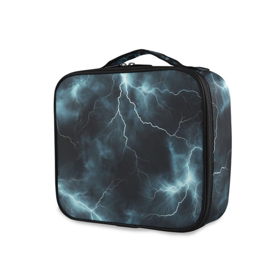 FORMRS Travel Makeup Bag Large Capacity Train Case Cosmetic Organizer with Adjustable Dividers, Lightning Pattern