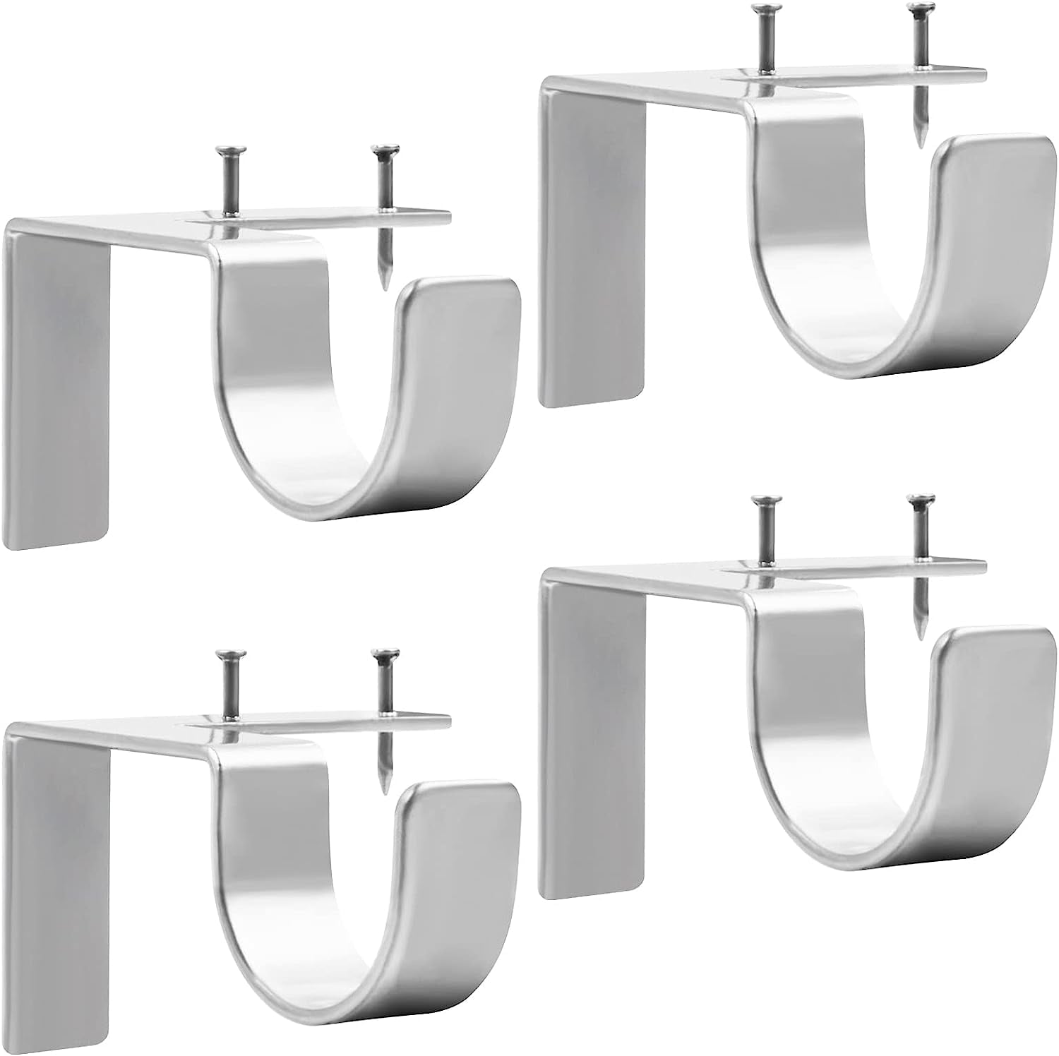 4 Pcs No Drill Curtain Rod Bracket, Metal Heavy Duty Curtain Rod
