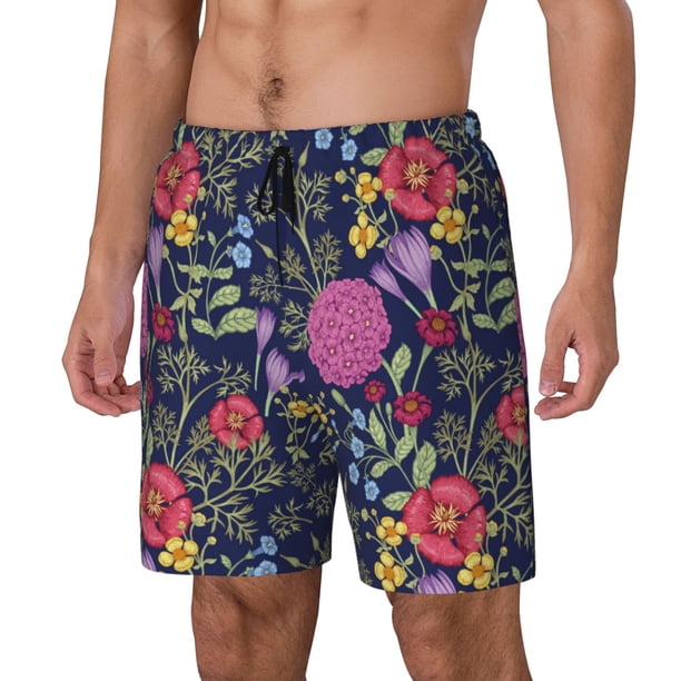 Fotbe Floral Traje de Baño para Hombre – Shorts de Natación de Secado Rápido con Forro y Bolsillos-Large