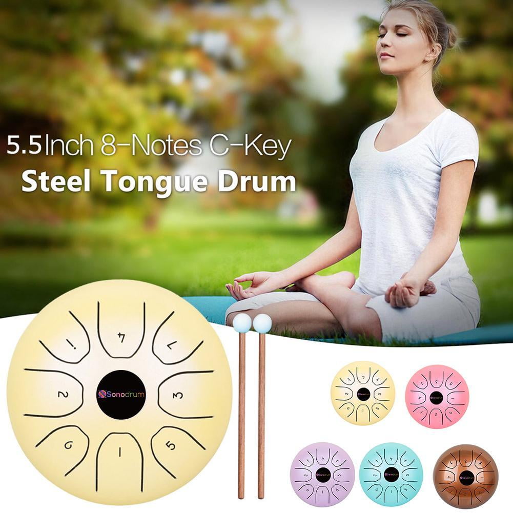 Hluru Steel Tongue Drum 8 Inch Mini Drum Ethereal Rhythm 11 Notes Tone F Tang Drum Percussion Hand Pan Musical Instruments R3W8