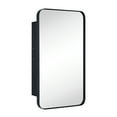 thumbnail image 6 of TEHOME Black Rectangle Recessed Bathroom Medicine Cabinet with Mirror Stainless Steel Metal Framed Rounded Rectangular Bathroom Cabinet with Mirror 16.5x27.5", 6 of 8