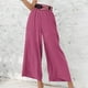 thumbnail image 2 of Pantalones Largos de Pierna Ancha Informales de Algodón Sólido Con Cordón de Lino Y Cintura Elástica Para Mujer Odeerbi  ODB-6, 2 of 9