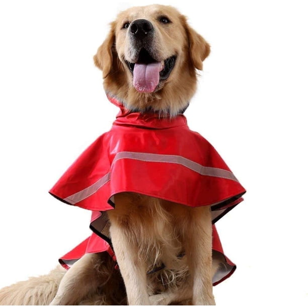 Impermeable ajustable con capucha para perros, impermeable y reflectante, chaqueta impermeable para perros, ropa de lluvia para perros pequeños, medianos y grandes (XL, rojo).