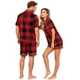 thumbnail image 4 of Couple Pajamas 2 Piece Lounge Pajama Set Silk Satin Pajama Matching Button Down Tops and Shorts Soft Sleepwear S-Xxxxl(Men), 4 of 5