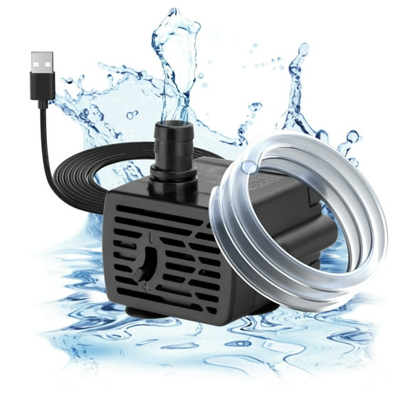 DaToo DC 5V USB Water Pump For Fish Tank 3W Mini Submersible Water Pump With Tubing And Flow Adjustment Function Small Fountain Pump For Pet Fountain Aquarium Hydroponics Desktop Fountain 190L/H
