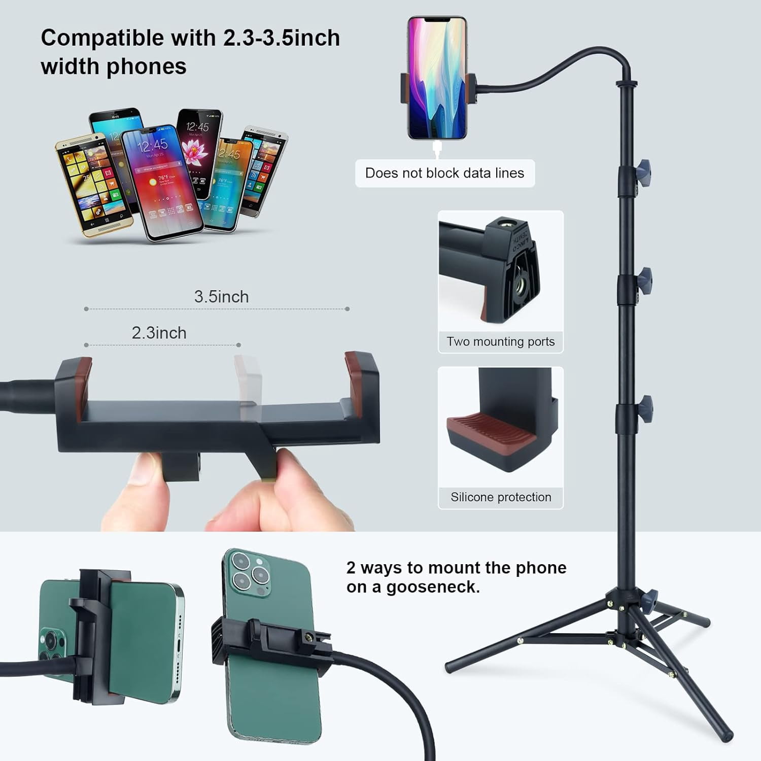 LINCO Phone Tripod 80in Selfie Stick Tripod Stand Cell Phone Tripods with Remote Phone Holder Stable Heavy Durable Metal Compatible with iPhone Samsung GoPro Smartphone