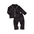 thumbnail image 3 of Kids Satin Pajamas Set Long Sleeve Satin Silk PJS Set Button-Down Sleepwear Nightwear Loungewear 2 Pieces, 3 of 4