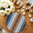 thumbnail image 2 of Blue Brown Round 15 Inch Placemats Set of 8, Farmhouse Wood Grain Vintage Vertical Striped HeatResistant Non Slip Place Mats for Dining Table, Wipeable Braided Kitchen Table Mats for Housewarming, 2 of 9