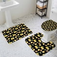 thumbnail image 3 of Summer Fruit Bathroom Rugs Set Lemon Watercolor Flower Leaf Black Background Non Slip Absorbent Soft Bath Mats 3 Piece Set with Bathroom Rug, U-Shaped Floor Mat, Toilet Seat Cover Small Size, 3 of 9