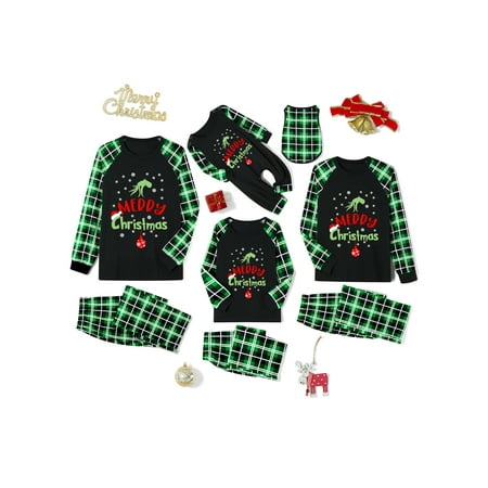 

Frobukio Christmas Family Matching Pajamas Set Long Sleeve Snowflake Cartoon Print Tops Trousers Homewear PJs
