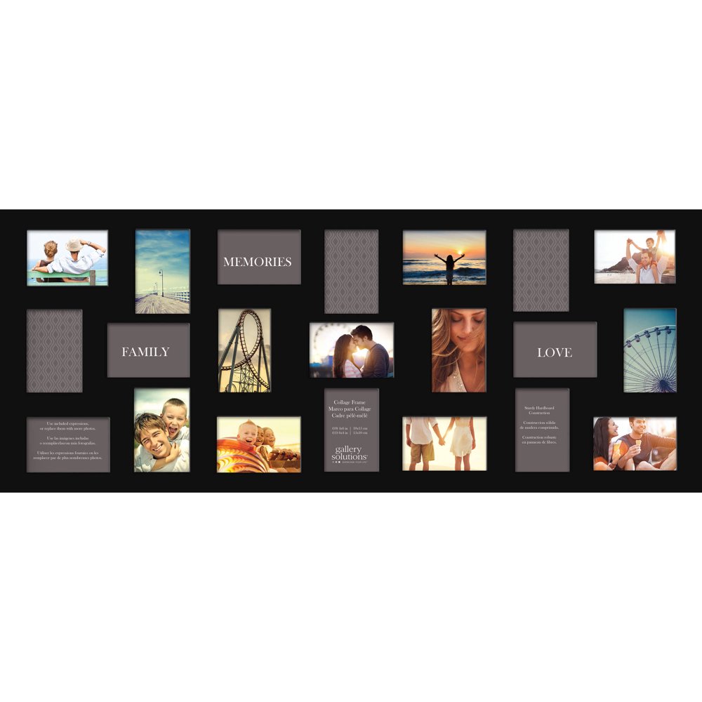 Gallery Solutions Flat Black 21 Opening Collage Wall Frame Walmart