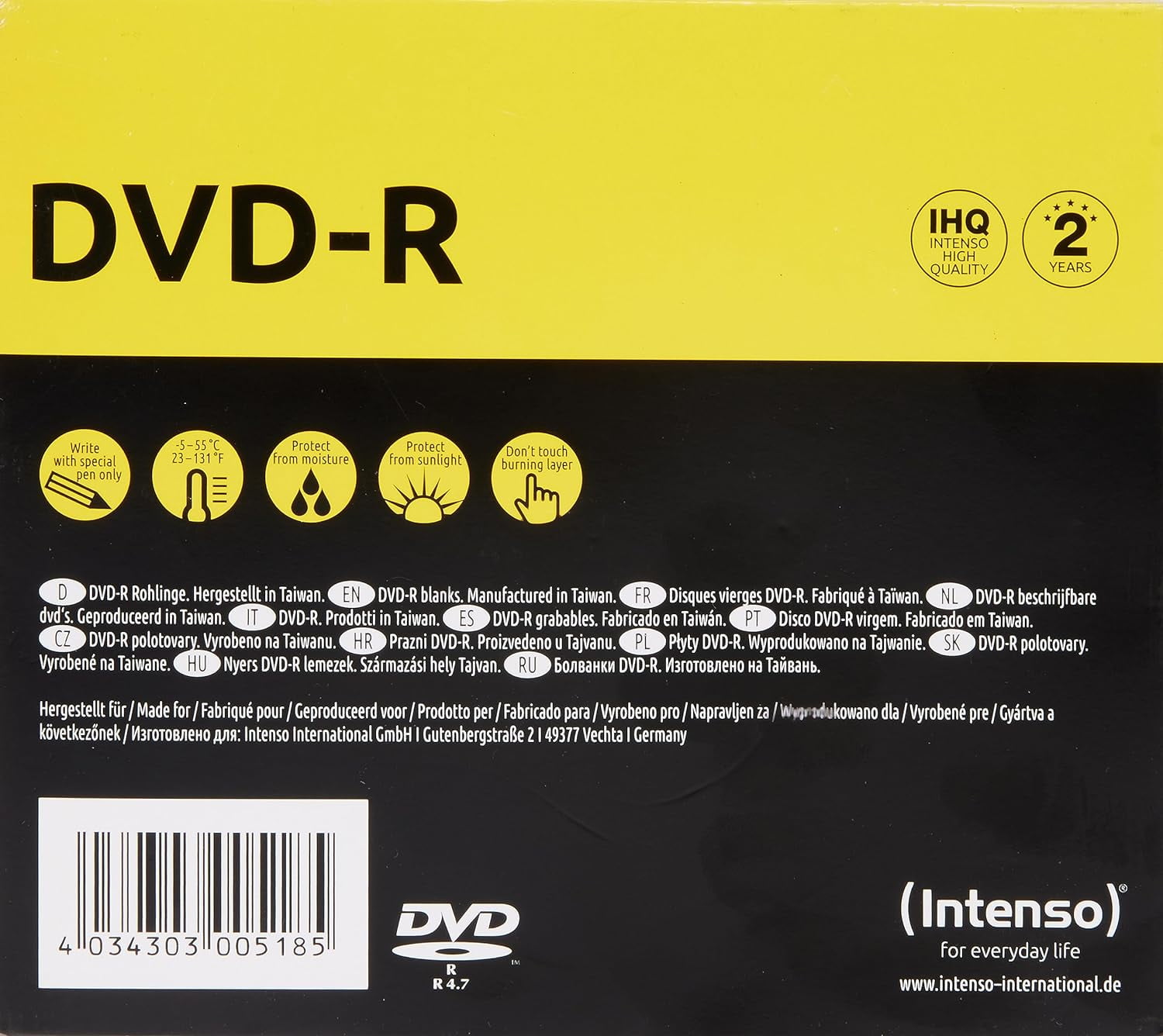 Intenso DVD-R 4.7 GB 16X Speed Single Layer Recordable DVD Media Slim Jewel Case (Pack of (DVD)