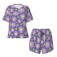thumbnail image 5 of "Wukai Daisies Flowers Women's Pajama Set - Short-Sleeve Top and Shorts with Elastic Waistband and Pockets for Loungewear, Yoga, and Casual Wear-X-Large, 5 of 8