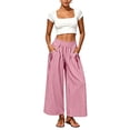 thumbnail image 6 of VBVC Women's Striped Straight Leg Pants , Summer Vacation Beach Trousers For Women , Ladies' Lightweight Pull On Pants with Pockets, Red , S-3XL, 6 of 7