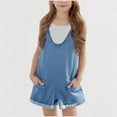 thumbnail image 2 of 2025 Summer Vacation Outfits Clothes New Girls Summer Fashion Sleeveless Overall Shorts Kids Adjustable Straps Jumpsuits Jeans Shortalls Blue 9 Years, 2 of 5