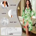 thumbnail image 6 of Yuyamidu Green Leaves Bathrobe Sleepwear for Women Lightweight Robe Long Dressing Gown St. Patrick's Day V-Neck Nightgown Comfy Mid-Calf Length Robe Size S, 6 of 7