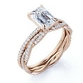 thumbnail image 4 of JeenMata Twisted Infinity 2.25 Carat Emerald Cut Four Prong Bridal Set in 18K Rose Gold Plating over Silver, 4 of 7