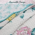 thumbnail image 4 of Cozy Line Lowe 3- piece King Hydrangea Floral Reversible Cotton Quilt Set - Aqua/White/Pink/Yellow King, 4 of 5