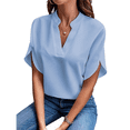 thumbnail image 1 of Blusa de para Mujer, Cuello en V, Estilo Túnica Elegante. Azul XXL, 1 of 5