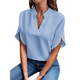 thumbnail image 1 of Blusa de para Mujer, Cuello en V, Estilo Túnica Elegante. Azul XXL, 1 of 5
