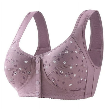 ASFGIMUJ Bras For Women Full Coverage Full Cup Print Thin Underwear Plus Size Front Button Wireless Sports Lace Bra Breast Cover Large Size Bras Bra Plus Size