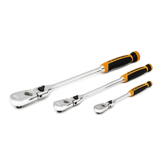 GEARWRENCH 3 Pc. 1/4", 3/8" & 1/2" Drive 90 Tooth Flex Head Ratchet Set - 81298T