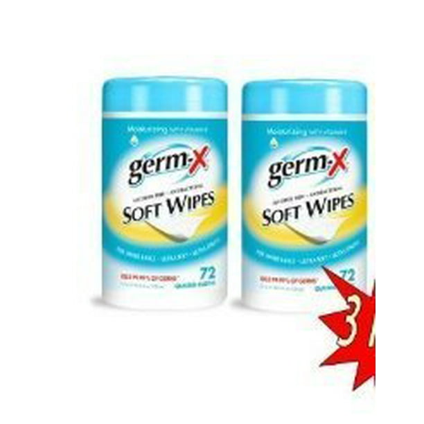 Germ X Soft Wipes 72 Count Alcohol Free Wipes For Hands and Face 3 Pack
