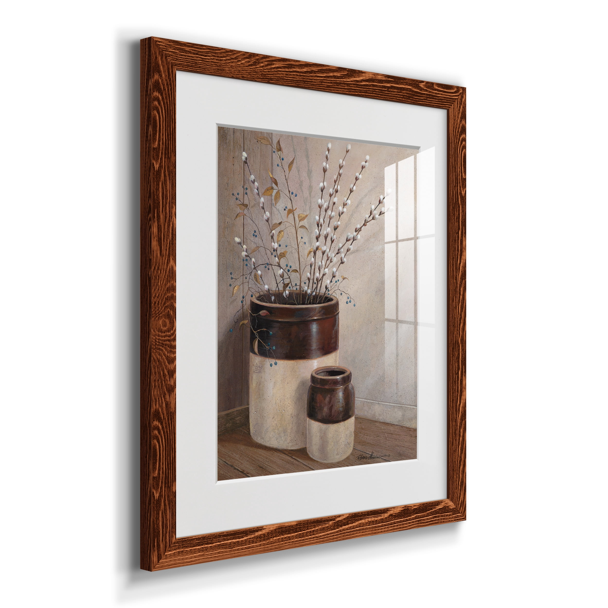 Pussywillows & Spring - Premium Framed Print - Ready to Hang - 17 x 20 - Maple Frame