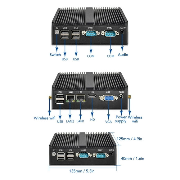 Fanless Industrial PC,Mini PC CPU J4125 Mini Gaming PC Industrial Mini PC Future-Proof Design