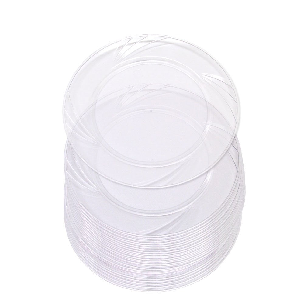 Small Hard Clear Plastic Plates Perfect for Parties & Events 8 inch *Pack of 6* 