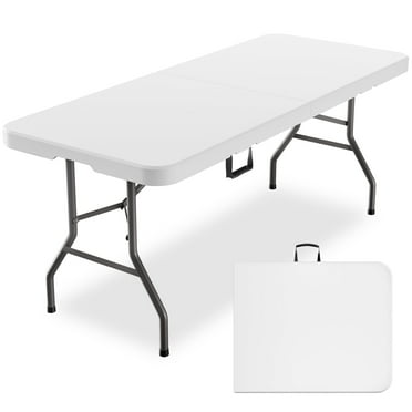 6ft Heavy-Duty Outdoor Folding Table for 6 - Sturdy HDPE Top, 350lbs Capacity, Foldable Lockable Design, No Assembly - Camping Parties Picnics