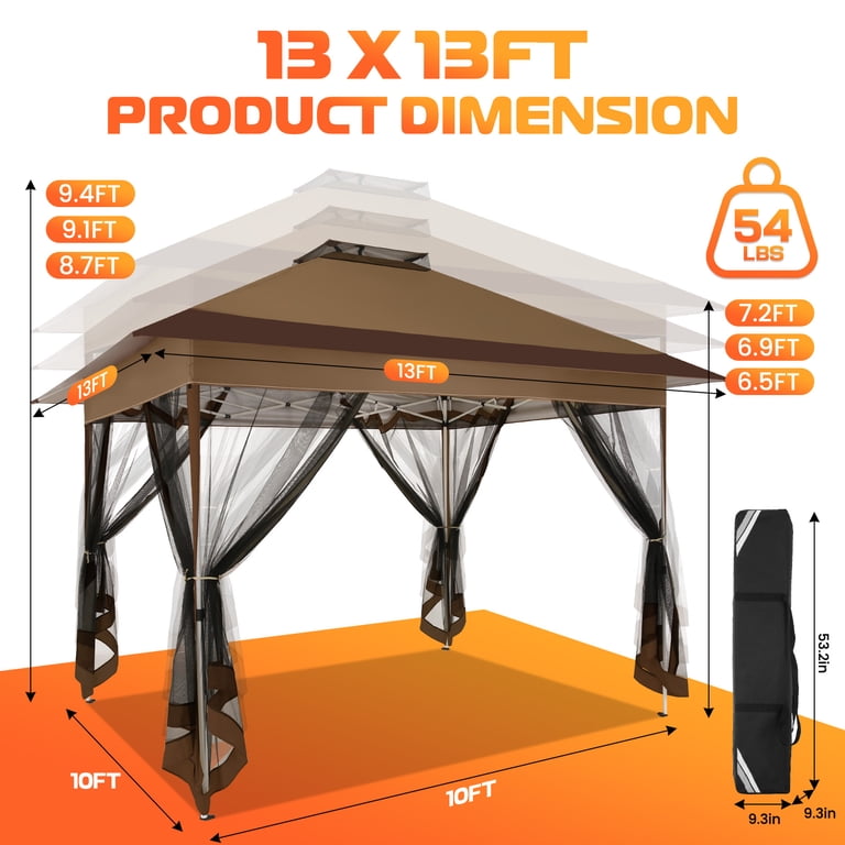 Hoteel Outdoor Sun Shade Canopy with Mosquito Net 11x11ft