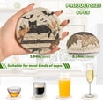 thumbnail image 2 of Yayeee 6 PCS Drink Coasters with Holder Set Woven Absorbent Round Tabletop Hot Pad, Gray Halloween Cat, 2 of 7