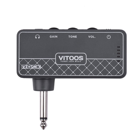 VITOOS ROCK Guitar Headphone Amplifier Amp 1/4 Inch Plug 3.5mm Headphone Jack & Aux In with Gain Tone Contorls Built-in Rechargeable Battery