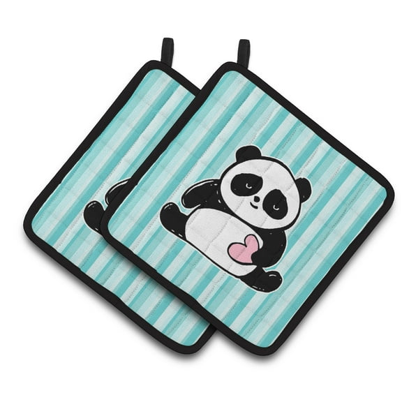 Panda Bear Love Pair of Pot Holders