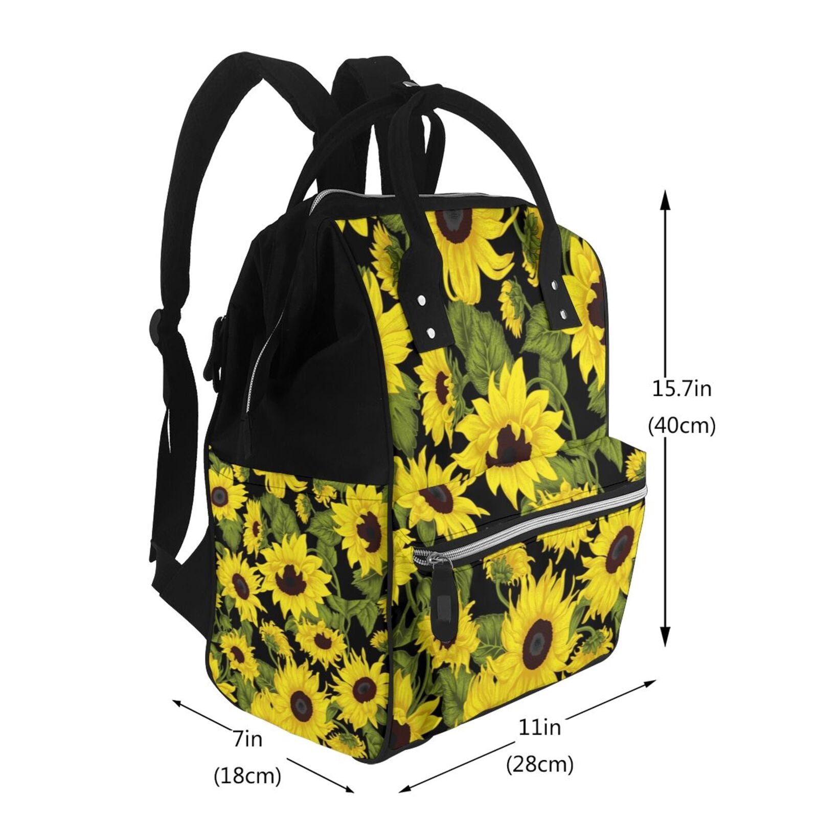 Fuzoiu Sunflowers In Vintage Print Diaper Bag Backpack,Baby Essentials Travel Tote,Multi function Waterproof Diaper Bag, Travel Essentials Baby Bag - Unisex
