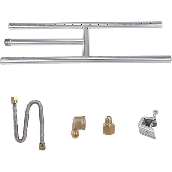 6 x 18 inch Drop-in Fire Pit Pan, Rectangular Stainless Steel Fire Pit Burner, Natural & Propane Gas Fire Pan H-Burner 90,000 BTU for Indoor or Outdoor Use