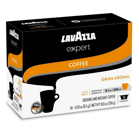 Lavazza Expert Gran Aroma Coffee Capsules, Light Roast, 100% Arabica, Compatible with Lavazza Classy Plus Machine (36 Capsules)